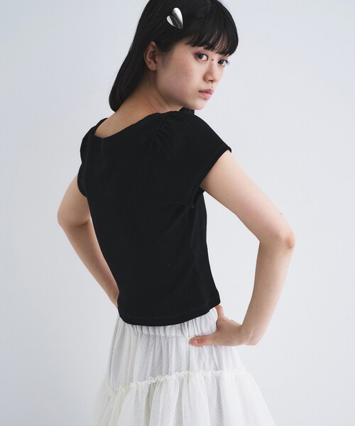 CODE A（コードエー）の「M everyday rib button tee（Tシャツ/カットソー・レディース・ライトブルー/ブラウン系その他/ブラック/ライトグリーン/ホワイト/グレー・00）」の15枚目の写真