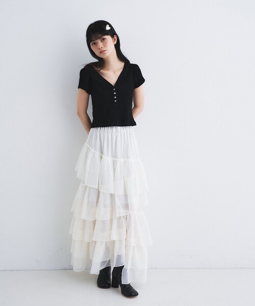 CODE A（コードエー）の「M everyday rib button tee（Tシャツ/カットソー・レディース・ライトブルー/ブラウン系その他/ブラック/ライトグリーン/ホワイト/グレー・00）」の16枚目の写真