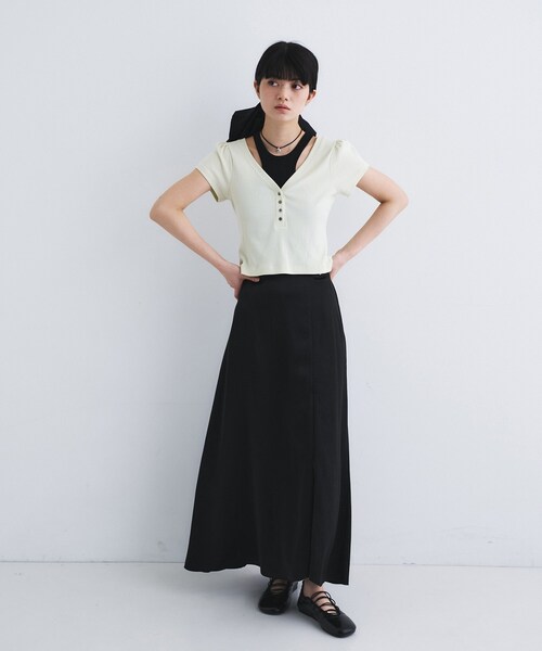 CODE A（コードエー）の「M everyday rib button tee（Tシャツ/カットソー・レディース・ライトブルー/ブラウン系その他/ブラック/ライトグリーン/ホワイト/グレー・00）」の20枚目の写真