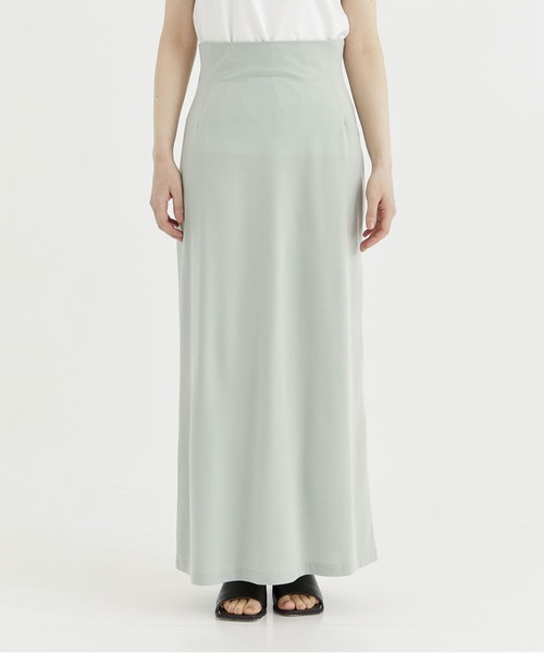 08sircus（ゼロエイトサーカス）の「【08sircus/ゼロハチサーカス】Cupro jersey straight long skirt/キュプラジャージーストレートロングスカート（スカート・レディース・ミント・0）」の3枚目の写真