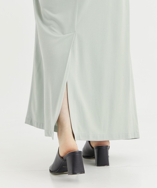 08sircus（ゼロエイトサーカス）の「【08sircus/ゼロハチサーカス】Cupro jersey straight long skirt/キュプラジャージーストレートロングスカート（スカート・レディース・ミント・0）」の8枚目の写真
