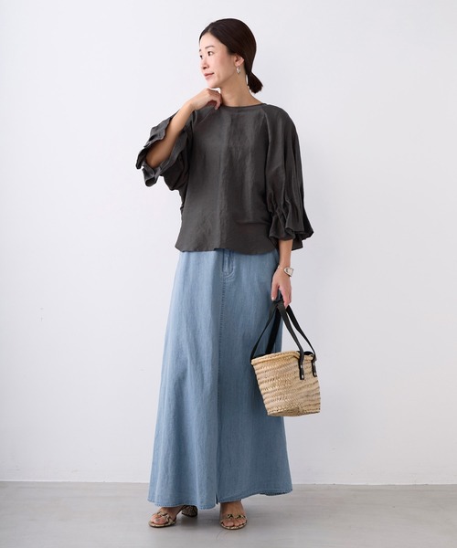 MICA&DEAL（マイカ＆ディール）の「フレアデニムスカート〈セットアップ対応〉（スカート・レディース・ライトブルー・36/38）」の3枚目の写真