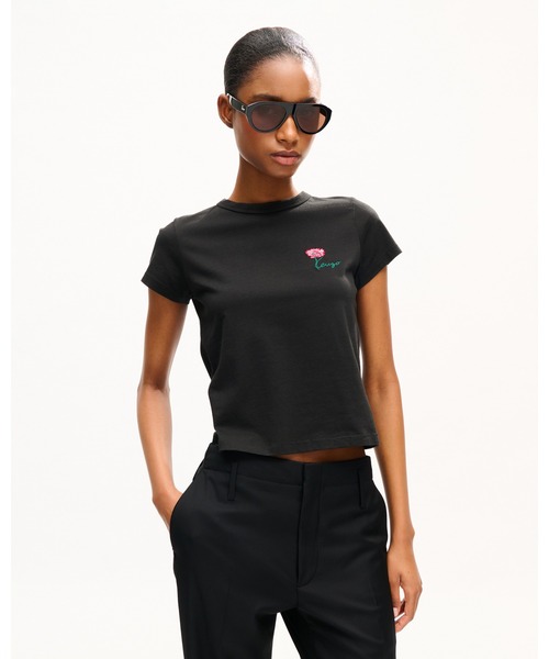 KENZO（ケンゾー）の「'KENZO Tulip' エンブロイダリー スモール フィット Tシャツ イン コットン（Tシャツ/カットソー・レディース・ブラック系その他5・MEDIUM/SMALL/X-SMALL）」の4枚目の写真