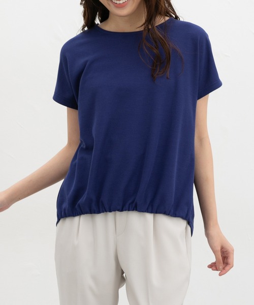 Honeys（ハニーズ）の「【ハニさら・接触冷感・遮熱】裾ギャザートップス（Tシャツ/カットソー・レディース・ベージュ/ブルー/アイボリー/ブラック/イエロー系その他2・L/LL/M）」の12枚目の写真