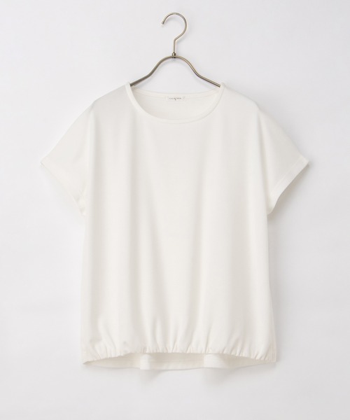 Honeys（ハニーズ）の「【ハニさら・接触冷感・遮熱】裾ギャザートップス（Tシャツ/カットソー・レディース・ベージュ/ブルー/アイボリー/ブラック/イエロー系その他2・L/LL/M）」の19枚目の写真