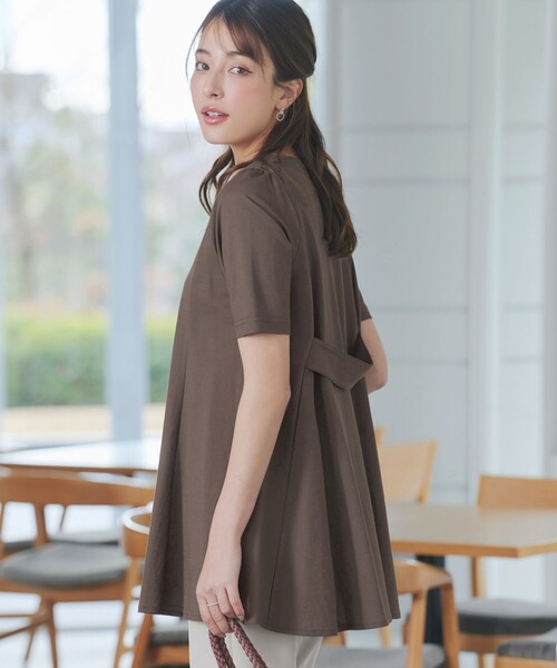 Tiaclasse(ティアクラッセ)の「【おのののかさん着用 】「冷凛(ひやりん)」カノコバックフレアカットソー(Tシャツ/カットソー・レディース・ブラウン/ネイビー/ブルー/ブラック系/グレー・L/M)」の7枚目の写真