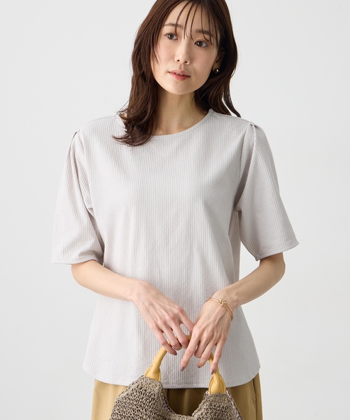 Petit Honfleur(プチオンフルール)の「サッカーストライププルオーバー(Tシャツ/カットソー・レディース・ベージュ/サックスブルー/グレー・M/L)」の22枚目の写真