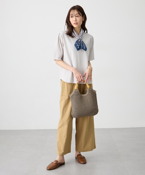 Petit Honfleur(プチオンフルール)の「サッカーストライププルオーバー(Tシャツ/カットソー・レディース・ベージュ/サックスブルー/グレー・M/L)」の19枚目の写真