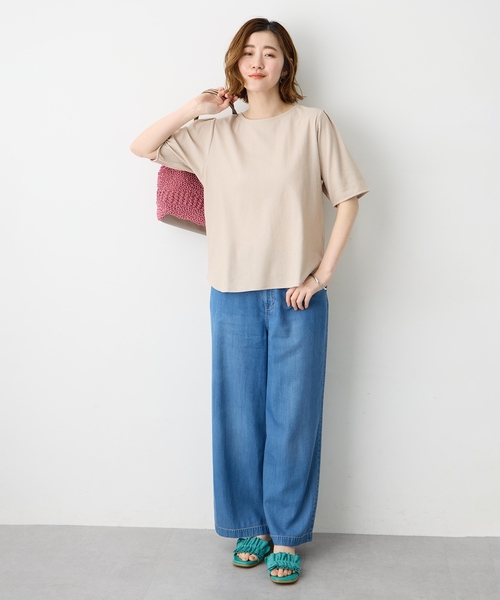 Petit Honfleur(プチオンフルール)の「サッカーストライププルオーバー(Tシャツ/カットソー・レディース・ベージュ/サックスブルー/グレー・M/L)」の16枚目の写真