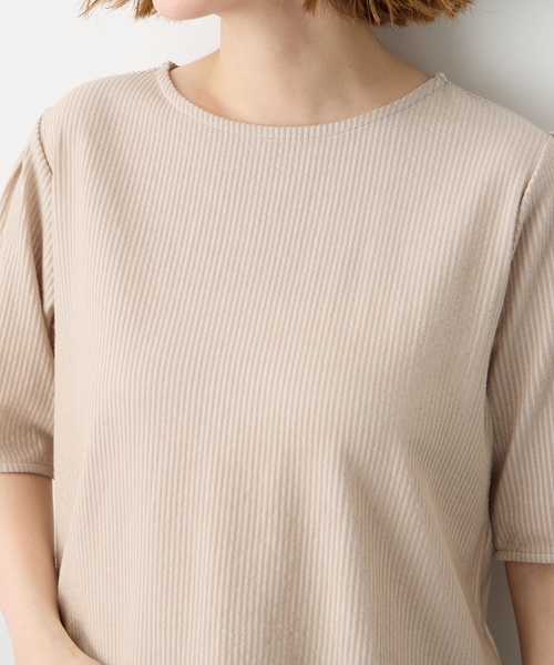 Petit Honfleur(プチオンフルール)の「サッカーストライププルオーバー(Tシャツ/カットソー・レディース・ベージュ/サックスブルー/グレー・M/L)」の14枚目の写真