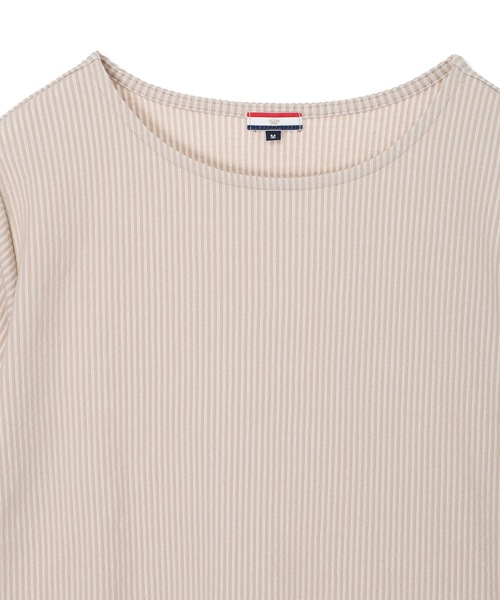 Petit Honfleur(プチオンフルール)の「サッカーストライププルオーバー(Tシャツ/カットソー・レディース・ベージュ/サックスブルー/グレー・M/L)」の9枚目の写真