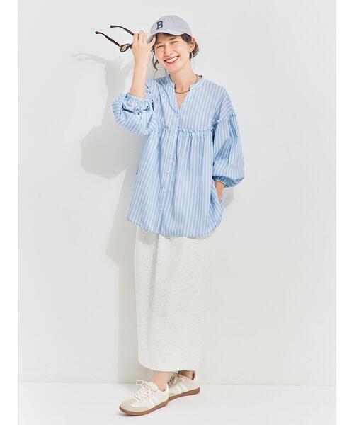 Samansa Mos2(サマンサ モスモス)の「【多機能】フリル切替スキッパーシャツ(シャツ/ブラウス・レディース・ネイビー/ブラック/サックスブルー/オフホワイト・F)」の10枚目の写真