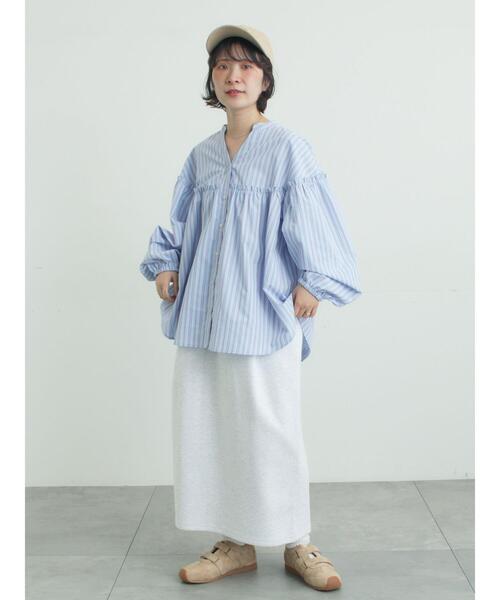 Samansa Mos2(サマンサ モスモス)の「【多機能】フリル切替スキッパーシャツ(シャツ/ブラウス・レディース・ネイビー/ブラック/サックスブルー/オフホワイト・F)」の17枚目の写真