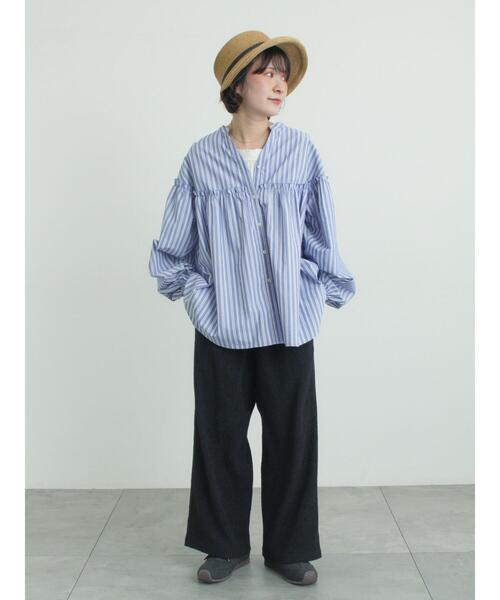 まゆみ★新品★サマンサモスモス★blue★スキッパーチェックブラウス 多機能】フリル切替スキッパーシャツ（シャツ/ブラウス）｜Samansa