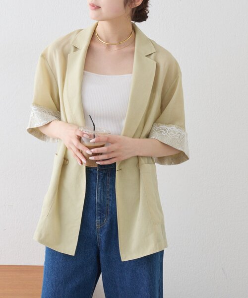 CIAOPANIC TYPY(チャオパニックティピー)の「折り返し袖レースシアーシャツジャケット(シャツ/ブラウス・レディース・イエロー/オフホワイト/ブラック・ONE SIZE)」の14枚目の写真