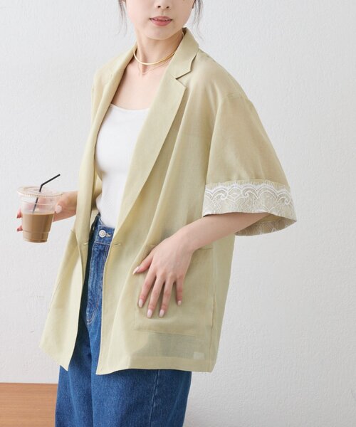CIAOPANIC TYPY(チャオパニックティピー)の「折り返し袖レースシアーシャツジャケット(シャツ/ブラウス・レディース・イエロー/オフホワイト/ブラック・ONE SIZE)」の15枚目の写真