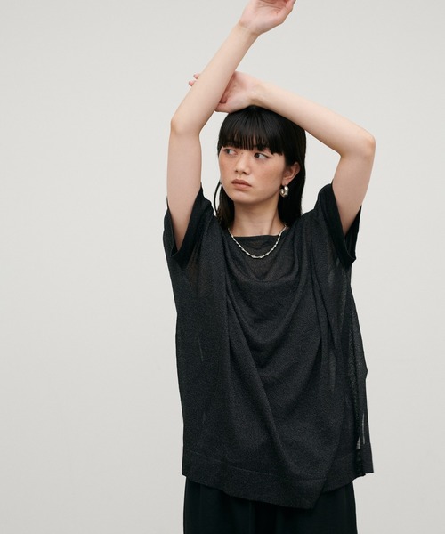 LARUTA（ラルータ）の「【LARUTA】シアーボートネックニットプルオーバー（ニット/セーター・レディース・ミント/キャメル/ブラック/オフホワイト・FREE）」の21枚目の写真