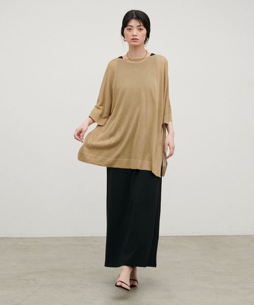 LARUTA（ラルータ）の「【LARUTA】シアーボートネックニットプルオーバー（ニット/セーター・レディース・ミント/キャメル/ブラック/オフホワイト・FREE）」の13枚目の写真