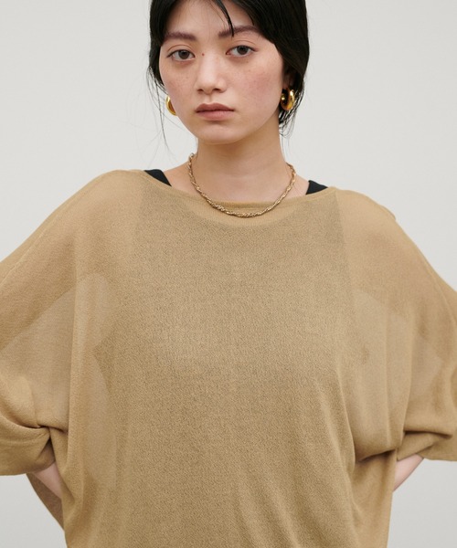LARUTA（ラルータ）の「【LARUTA】シアーボートネックニットプルオーバー（ニット/セーター・レディース・ミント/キャメル/ブラック/オフホワイト・FREE）」の18枚目の写真