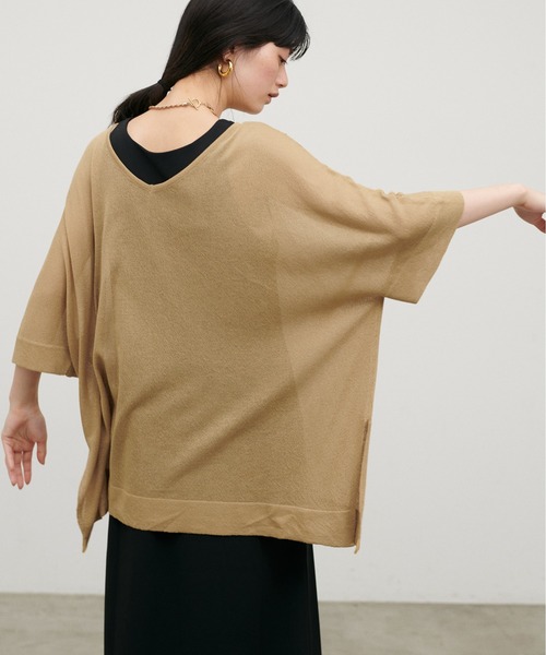 LARUTA（ラルータ）の「【LARUTA】シアーボートネックニットプルオーバー（ニット/セーター・レディース・ミント/キャメル/ブラック/オフホワイト・FREE）」の20枚目の写真