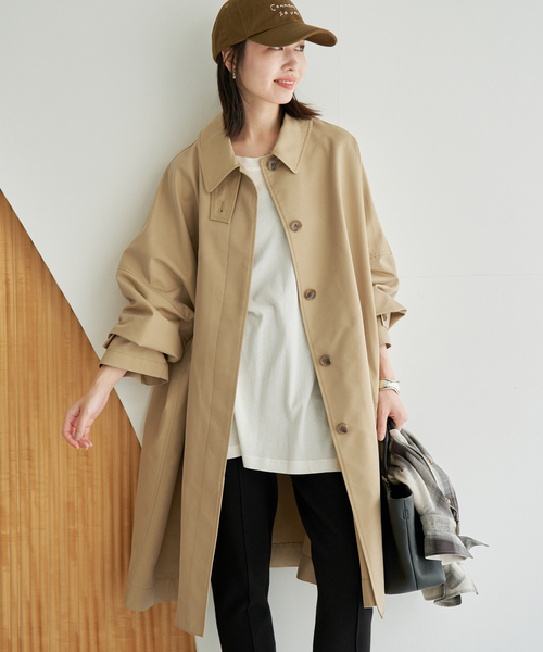 SLOBE IENA（スローブイエナ）の「《WEB限定/追加》ドルマンスリーブコート（ステンカラーコート・レディース・ベージュ/ネイビー・36/38）」の11枚目の写真