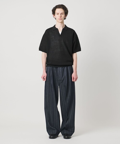 リネンミックス シアー スキッパー ポロシャツ(ポロシャツ)|MONKEY リネンミックス シアー スキッパー ポロシャツ(ポロシャツ)|MONKEY