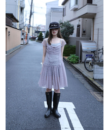 FLOWER MESH DRESS(GREY)