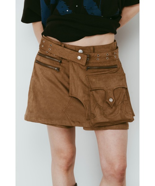 Knuth Marf（クヌースマーフ）の「layered suede skort（スカート・レディース・ブラック/ブラウン・X-SMALL/SMALL/MEDIUM）」の2枚目の写真