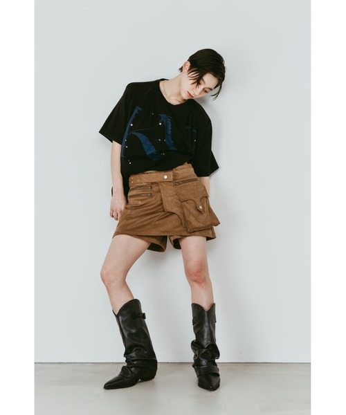 Knuth Marf（クヌースマーフ）の「layered suede skort（スカート・レディース・ブラック/ブラウン・X-SMALL/SMALL/MEDIUM）」の3枚目の写真