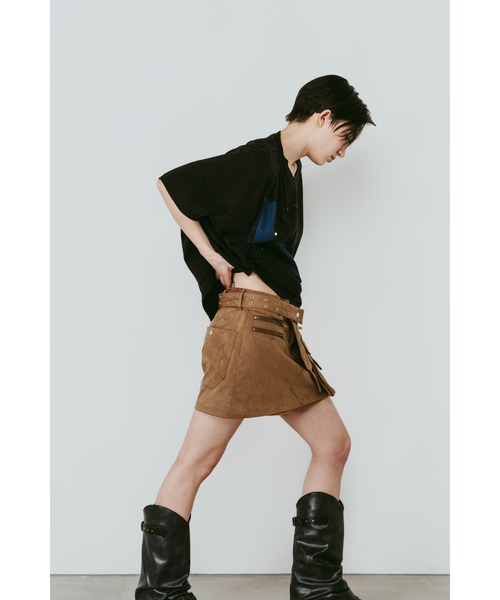 Knuth Marf（クヌースマーフ）の「layered suede skort（スカート・レディース・ブラック/ブラウン・X-SMALL/SMALL/MEDIUM）」の4枚目の写真