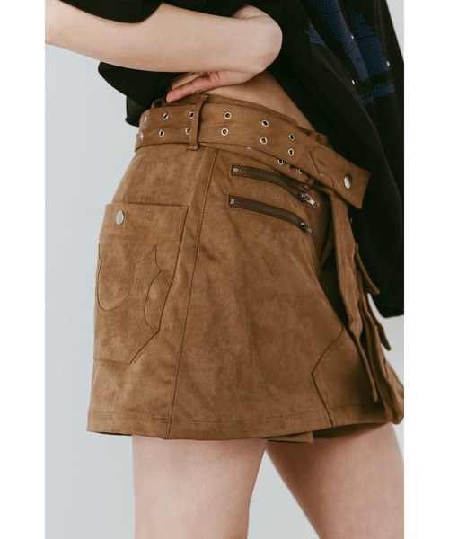 Knuth Marf（クヌースマーフ）の「layered suede skort（スカート・レディース・ブラック/ブラウン・X-SMALL/SMALL/MEDIUM）」の6枚目の写真