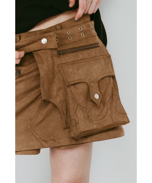 Knuth Marf（クヌースマーフ）の「layered suede skort（スカート・レディース・ブラック/ブラウン・X-SMALL/SMALL/MEDIUM）」の7枚目の写真