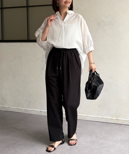 Chez toi(シェトワ)の「【ストレスフリーなのにきれい見え】360度ストレッチテーパードパンツ(その他パンツ・レディース・カーキ/ブラック/グレイッシュベージュ・FREE)」の8枚目の写真
