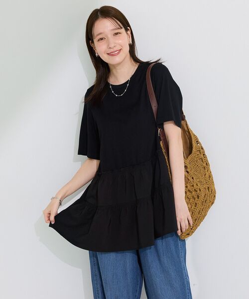 Green Parks(グリーンパークス)の「ラメフィルム編込透かし柄ショルダーバッグ(ショルダーバッグ・レディース・ベージュ/ブラック・FREE)」の6枚目の写真