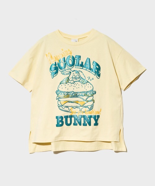 ScoLar(スカラー)の「ScoLar/スカラー 発泡Pt バーガーウサギ柄 TEE(Tシャツ/カットソー・レディース・ホワイト/ピンク/イエロー・FREE)」の2枚目の写真