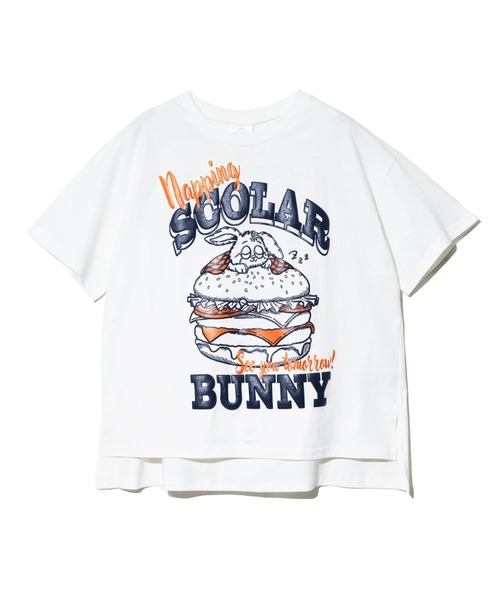 ScoLar(スカラー)の「ScoLar/スカラー 発泡Pt バーガーウサギ柄 TEE(Tシャツ/カットソー・レディース・ホワイト/ピンク/イエロー・FREE)」の4枚目の写真