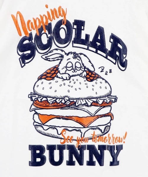 ScoLar(スカラー)の「ScoLar/スカラー 発泡Pt バーガーウサギ柄 TEE(Tシャツ/カットソー・レディース・ホワイト/ピンク/イエロー・FREE)」の5枚目の写真