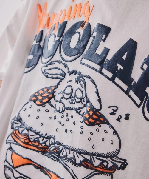 ScoLar(スカラー)の「ScoLar/スカラー 発泡Pt バーガーウサギ柄 TEE(Tシャツ/カットソー・レディース・ホワイト/ピンク/イエロー・FREE)」の8枚目の写真