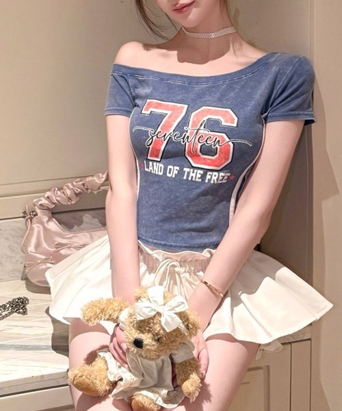 Riff(リフ)の「ピグメント加工サイドラインプリントTシャツ(Tシャツ/カットソー・レディース・ネイビー/ブラック/イエロー・FREE)」の20枚目の写真