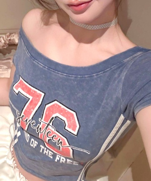 Riff(リフ)の「ピグメント加工サイドラインプリントTシャツ(Tシャツ/カットソー・レディース・ネイビー/ブラック/イエロー・FREE)」の22枚目の写真