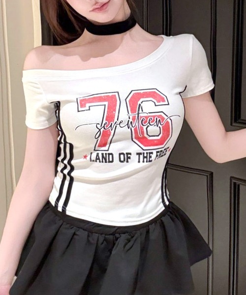 Riff(リフ)の「ピグメント加工サイドラインプリントTシャツ(Tシャツ/カットソー・レディース・ネイビー/ブラック/イエロー・FREE)」の6枚目の写真