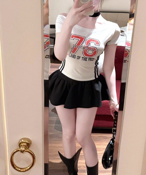 Riff(リフ)の「ピグメント加工サイドラインプリントTシャツ(Tシャツ/カットソー・レディース・ネイビー/ブラック/イエロー・FREE)」の10枚目の写真