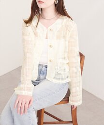 ノーカラージャケット ベージュ ショート丈 ノーカラージャケット（ベージュ系・ショート丈）ファッション通販