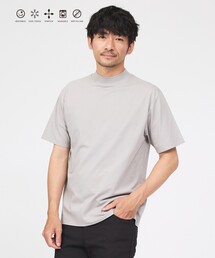 【SMART CLOSET/WEB限定】シルケット天竺 モックネック Tシャツ / 接触冷感 / 遮熱