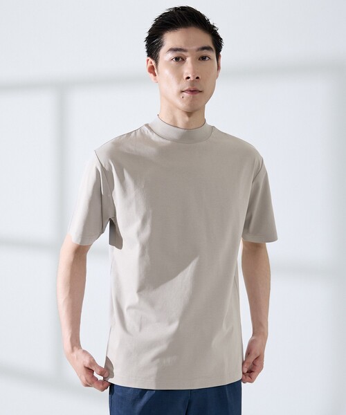 ABAHOUSE GRAY(アバハウスグレイ)の「【SMART CLOSET/WEB限定】シルケット天竺 モックネック Tシャツ / 接触冷感 / 遮熱(Tシャツ/カットソー・メンズ・ブラック/ネイビー/ホワイト/グレイッシュベージュ/グリーン・46/48/50/44)」の3枚目の写真