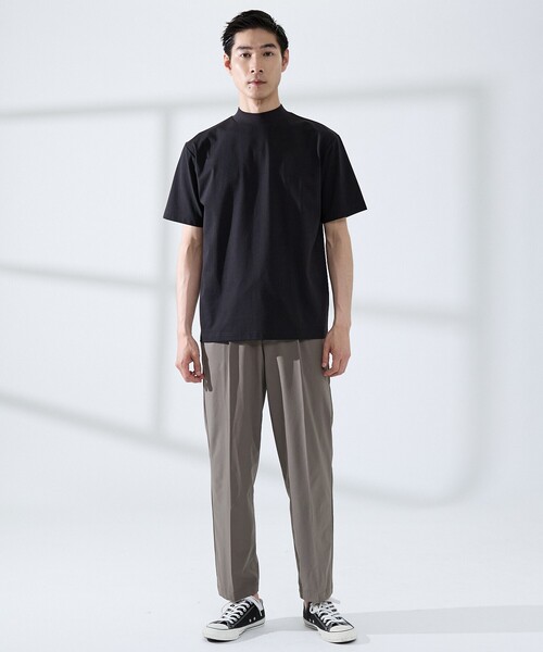 ABAHOUSE GRAY(アバハウスグレイ)の「【SMART CLOSET/WEB限定】シルケット天竺 モックネック Tシャツ / 接触冷感 / 遮熱(Tシャツ/カットソー・メンズ・ブラック/ネイビー/ホワイト/グレイッシュベージュ/グリーン・46/48/50/44)」の6枚目の写真