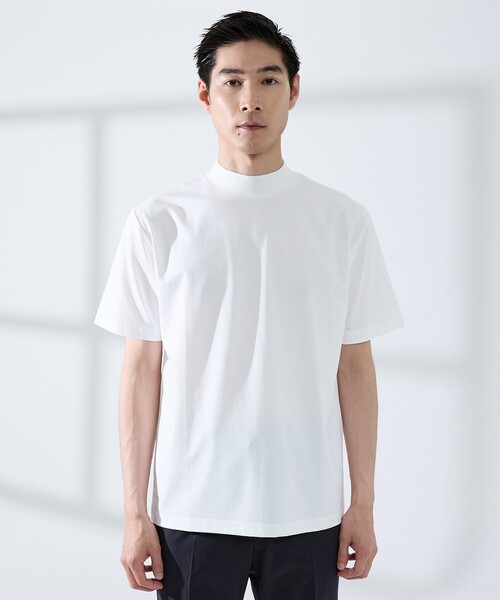 ABAHOUSE GRAY(アバハウスグレイ)の「【SMART CLOSET/WEB限定】シルケット天竺 モックネック Tシャツ / 接触冷感 / 遮熱(Tシャツ/カットソー・メンズ・ブラック/ネイビー/ホワイト/グレイッシュベージュ/グリーン・46/48/50/44)」の7枚目の写真