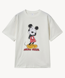 ヴィンテージウォッシングシャイニング_ミッキー_ Tシャツ (ホワイト)