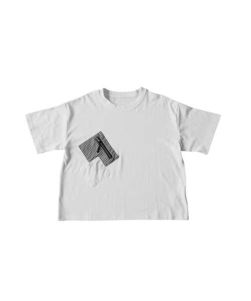 antiqua（アンティカ）の「異素材ポケット ギンガムチェック Tシャツ（Tシャツ/カットソー・レディース・ホワイト/ブラック・ONESIZE）」の9枚目の写真