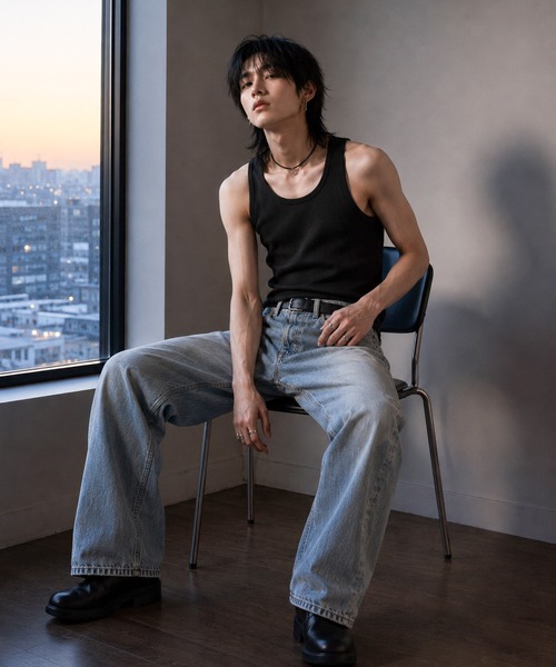 B.I.D.(ビーアイディー)の「《Bd》T/C サーマルノースリーブタンクトップ(タンクトップ・メンズ・ブラック/ネイビー/グレー/カーキ/ホワイト・LARGE/X-LARGE/MEDIUM)」の7枚目の写真